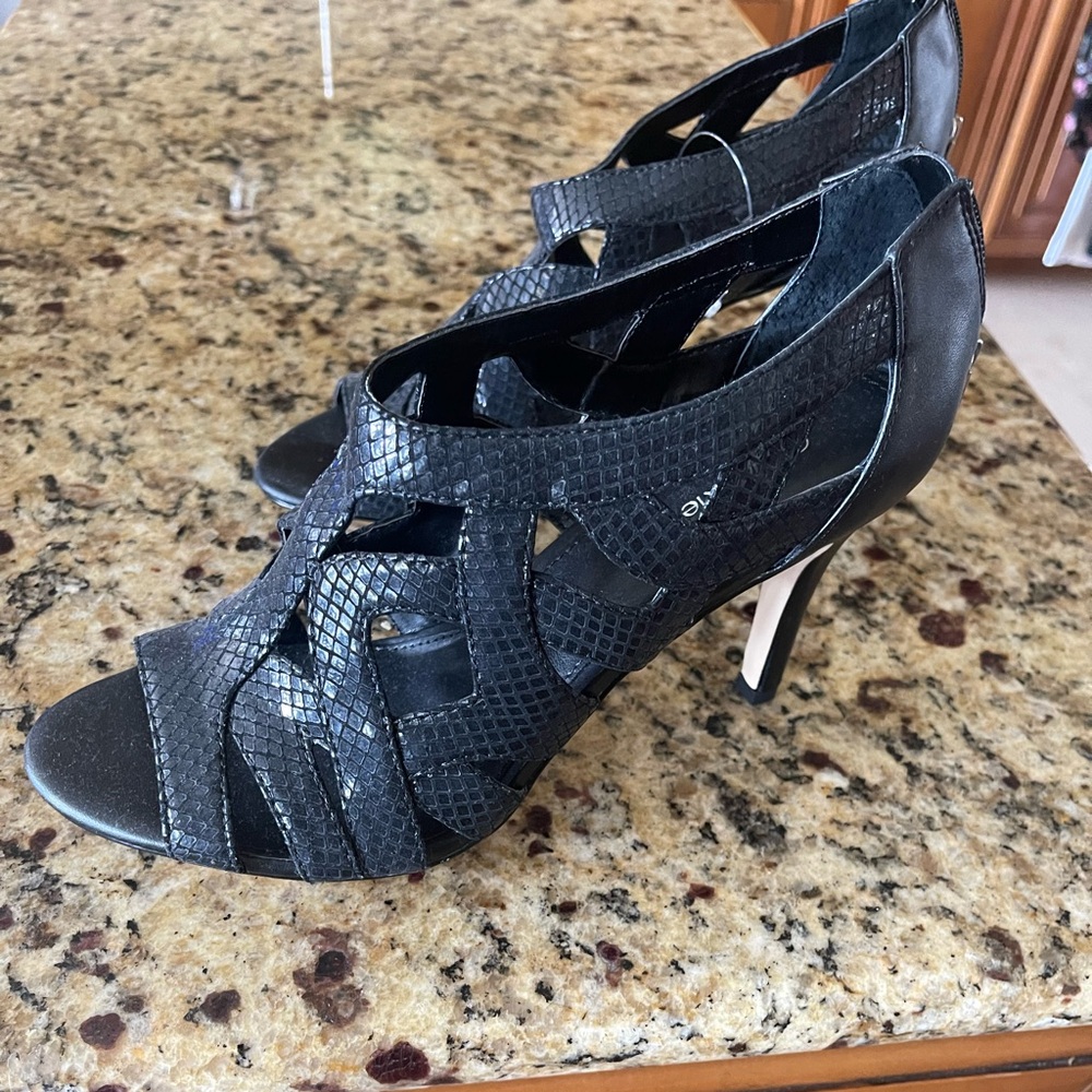 Calvin Klein Strappy Heels.  Black. Size 8.